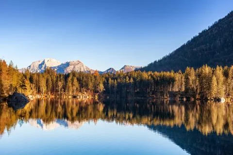 Autumn at Hintersee in the Berchtesgadener Land National Park Stock Photos
