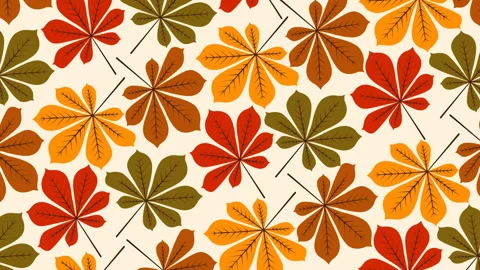 Autumn Horse Chestnut Leaf Pattern Background with Colorful Fall Foliage Sea Stock Footage 339166229