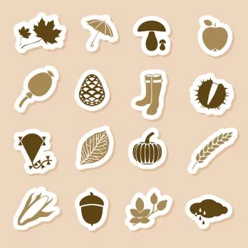 Autumn icon labels Stock Illustration