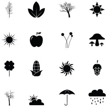 Autumn icon set Illustrazione stock