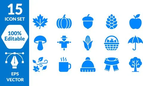 Autumn Icon Set: Seasonal Objects and Nature Elements for Design 스톡 일러스트