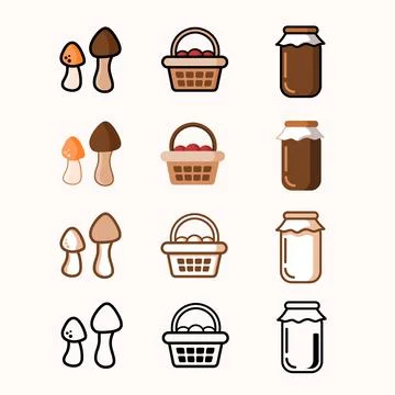 Autumn icon set vector with different style Stock Illustration
