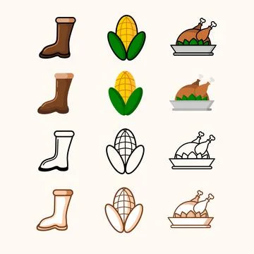 Autumn icon set vector with different style Stockillustratie