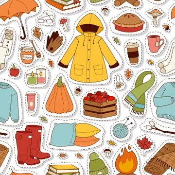 Autumn icons seamless pattern vector Illustrazione stock
