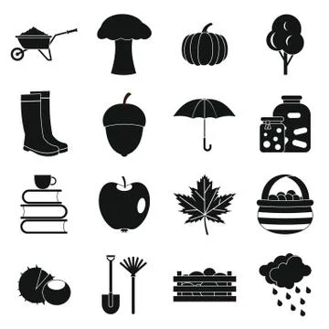 Autumn icons set, simple ctyle Stock Illustration