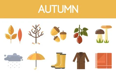 Autumn illustration set Stock Illustration