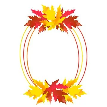 Autumn isolated frame with maple leaves on white background Flat gradient style Illustrazione stock