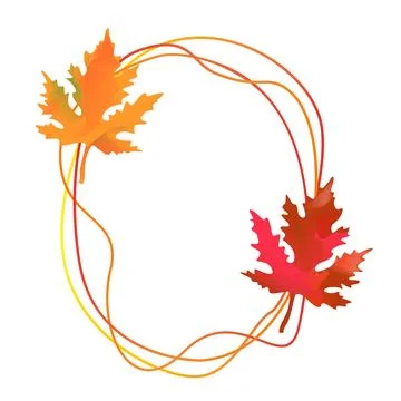 Autumn isolated frame with maple leaves on white background Flat gradient style Stock Illustration