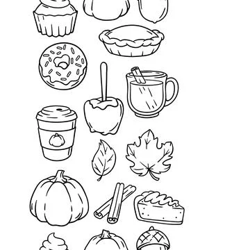 Autumn items and food pattern. Happy Thanksgiving Day and Halloween traditi.. Stock Illustration