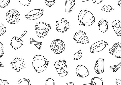Autumn items and food pattern. Happy Thanksgiving Day and Halloween traditi.. Stock Illustration