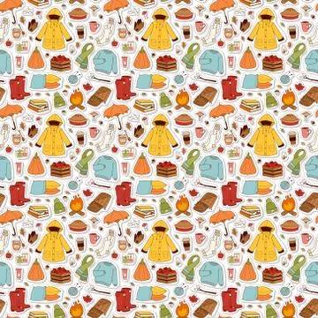 Autumn items seamless pattern Stock Illustration