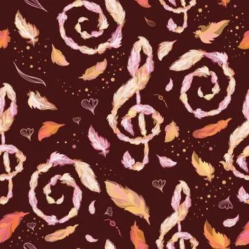 Autumn Jazz Vector Pattern Stock Illustration