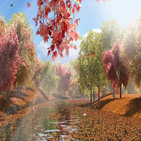 Autumn Lake, 3D rendering Stock Footage 69417784