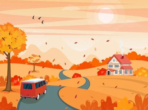 Autumn Landscape background Illustrazione stock