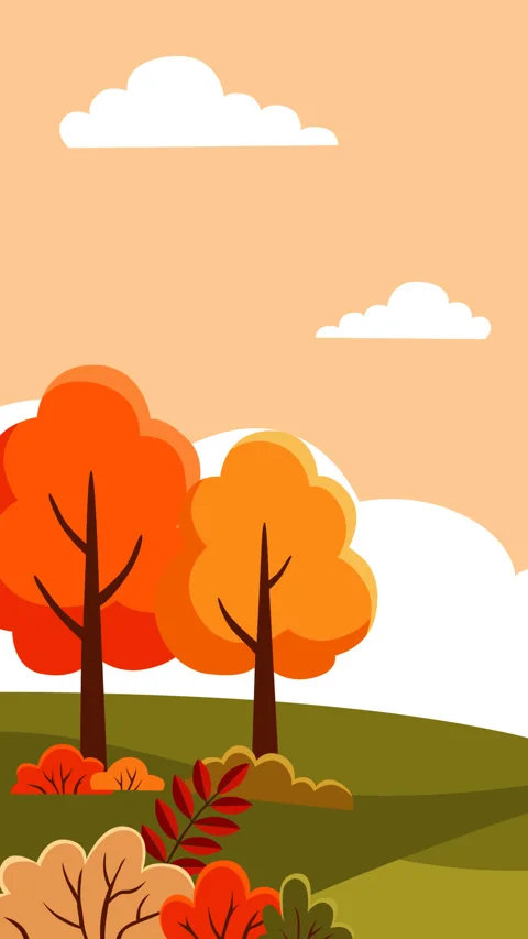 Autumn Landscape Background with Orange Trees and Scenic Hills Vertical Anim Stock Footage 339849917