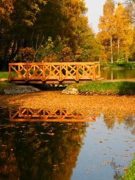 Autumn landscape with bridge Stock Photos