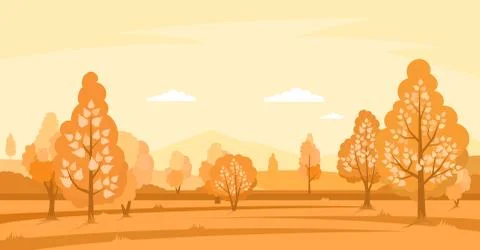 Autumn landscape with fields Stock Illustration