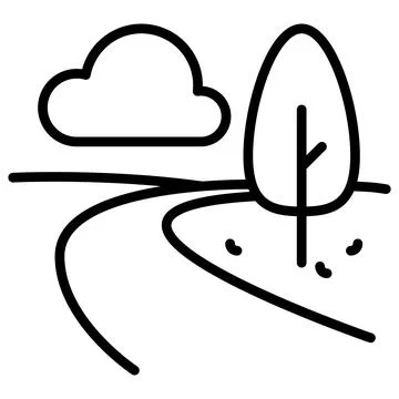 Autumn Landscape Line Icon Vector with Editable Stroke Stock Illustration