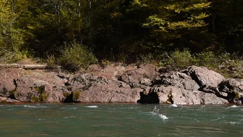 Autumn landscape with mountain river Stock Footage 120368367