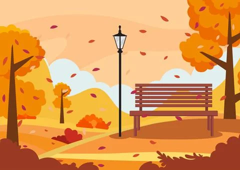 Autumn landscape panorama, vector illustration Stock Illustration