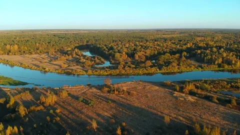 Autumn landscape with a river. Stock Footage 104571751