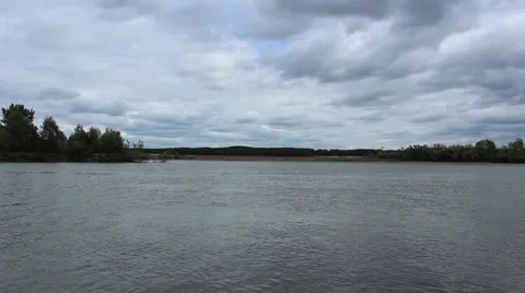 Autumn landscape on the river Ob Stock Footage 63296349