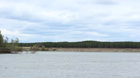 Autumn landscape on the river Ob Stock Footage 63311546