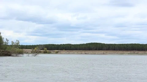 Autumn landscape on the river Ob Video stock 63314199