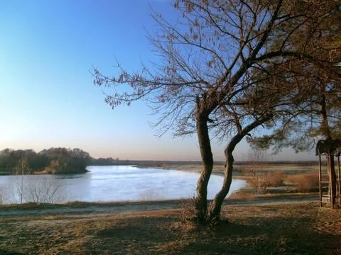 Autumn landscape by the river. Stock Photos