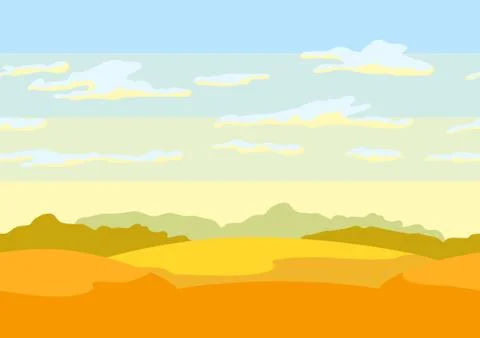 Autumn landscape seamless pattern with trees and hills. Illustrazione stock