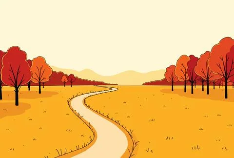Autumn Landscape with Winding Path Stock-Illustration