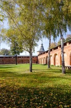 Autumn landscape in Zaraysk Kremlin a rectangular fortified citadel, built on Stock Photos