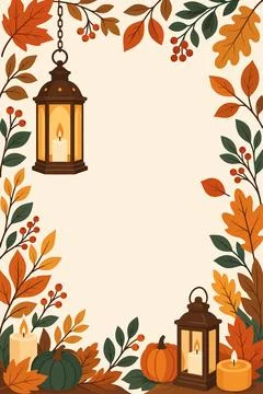 Autumn Lantern Evening Invitation Frame Stock-Illustration