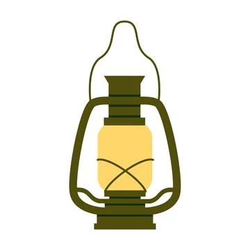 Autumn Lantern Vector Illustration Flat Geometric Kerosene Lamp Isolated Stock Illustration