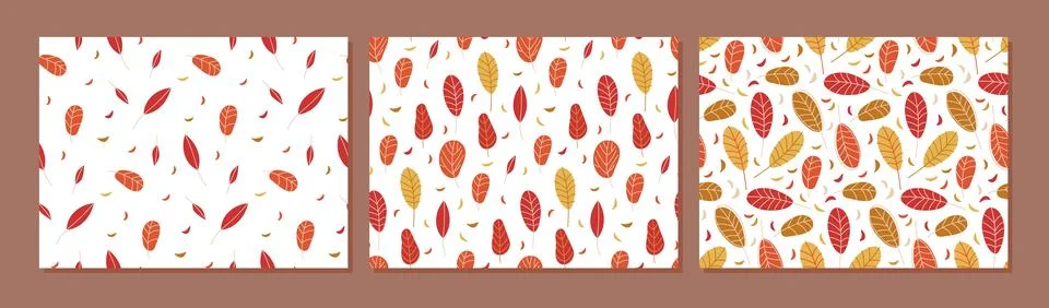 Autumn leaf abstract background set. Three pattern collection. Seamless pattern Illustrazione stock