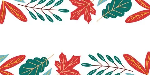 Autumn leaf border illustration with various seasonal foliage. Fall nature Stock Illustration