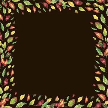 Autumn leaf border. leaves frame. fall .rectangular seamless border. Horizontal Stock Illustration