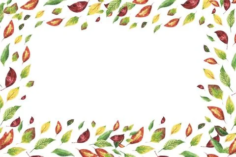 Autumn leaf border. leaves frame. fall .rectangular seamless border. Horizontal Stock Illustration