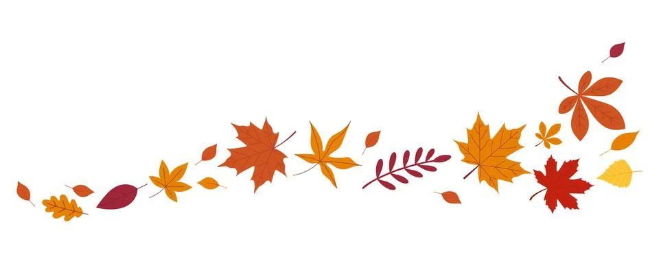 Autumn leaf border. Wave of falling leaves. Leaf fall. Autumn flying leaves.. 스톡 일러스트