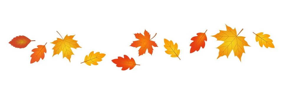 Autumn leaf border. Wave of falling leaves. Leaf fall. Autumn flying leaves.. Stock-Illustration