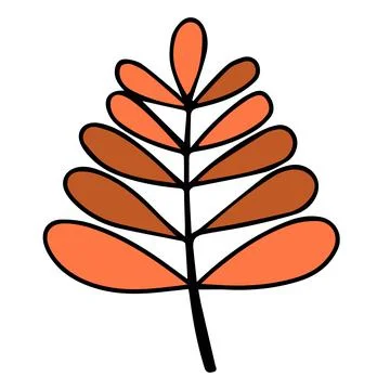 Autumn leaf in doodle style. Hello, Autumn. Design or sticker. Isolated Illustrazione stock