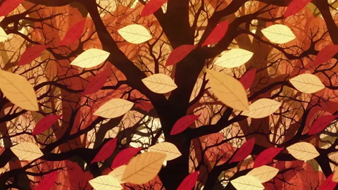 Autumn leaf fall cartoon orange and red looped background Stock Footage 229566516