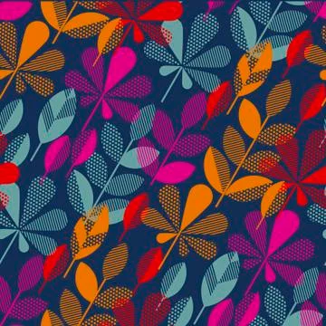 Autumn leaf fall geometry modern motif in bright vivid color. vector illustra Stock Illustration