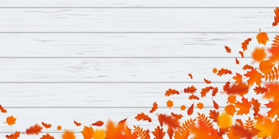 Autumn leaf fall pattern autumanl falling leaves on vector wooden background Stock Illustration