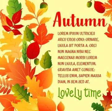Autumn leaf fall vector greeting poster Illustrazione stock