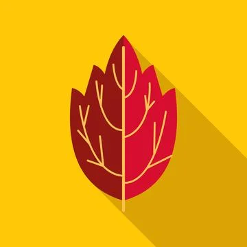 Autumn leaf flat design with shadow on yellow Stock Illustration
