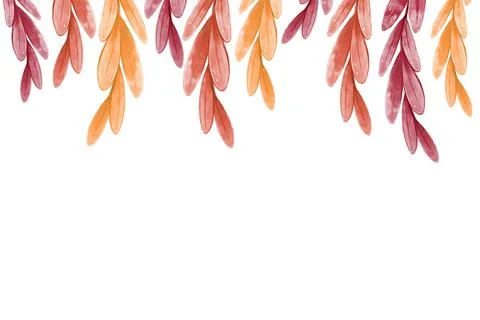 Autumn leaf frame, template for design with orange and red tree branches Stock Illustration