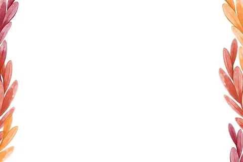 Autumn leaf frame, template for design with orange and red tree branches around Stock Illustration