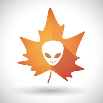 Autumn leaf icon with an alien face 스톡 일러스트