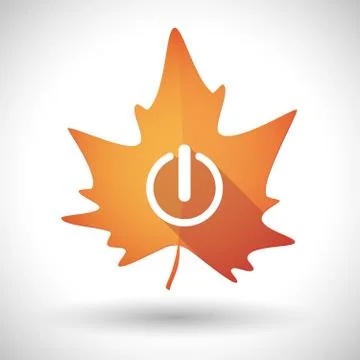Autumn leaf icon with an off button Illustrazione stock